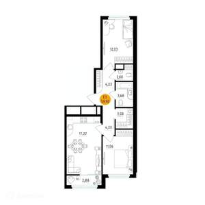 2-к квартира, вторичка, 60м2, 11/26 этаж