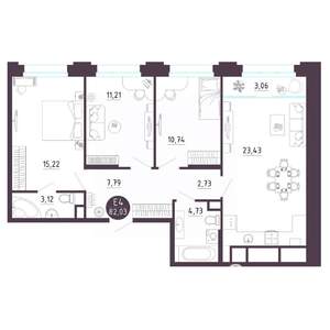 3-к квартира, вторичка, 82м2, 4/18 этаж