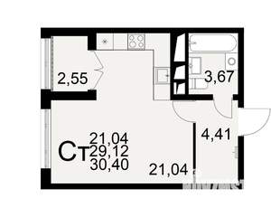 1-к квартира, вторичка, 29м2, 17/25 этаж